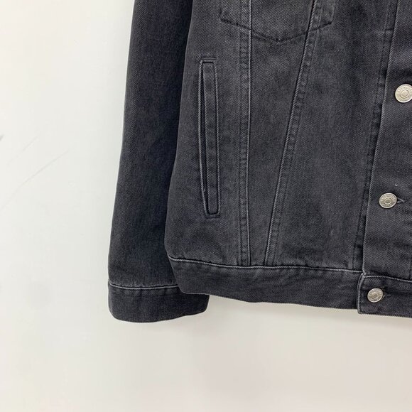 Balenciaga Black Cotton-Blend Denim Jacket Single-Breasted Long Sleeves Lapel Co - Picture 8 of 10